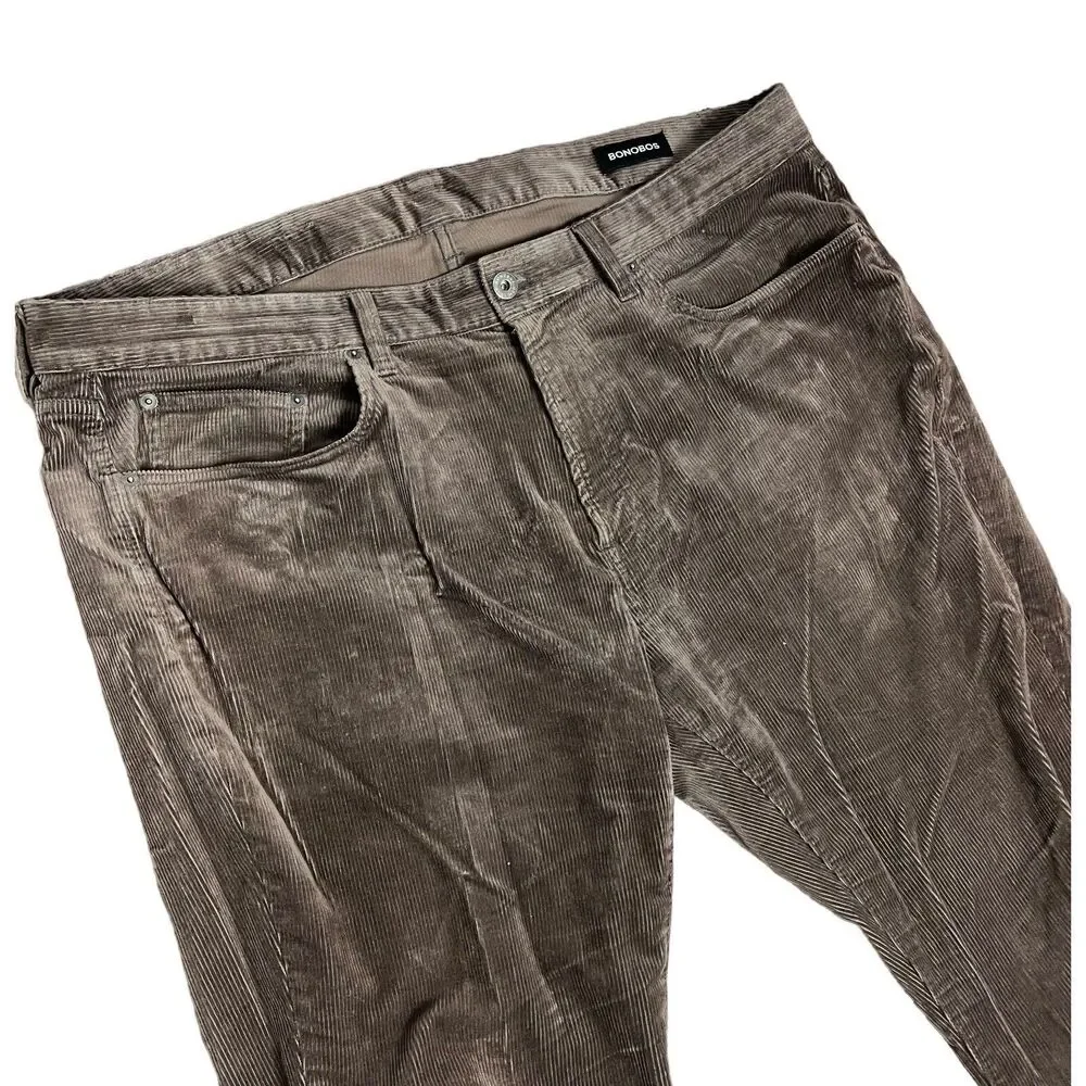 Bonobos Corduroy Pants Mens 40x29 Brown‎ Straight Casual Cotton Stretch